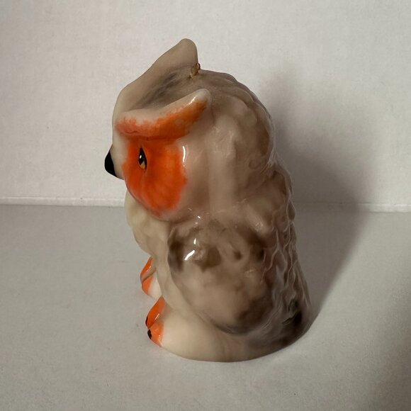 Wax Candle Owl Design Decoration Gray Orange Gift 4" tall - Picture 5 of 6